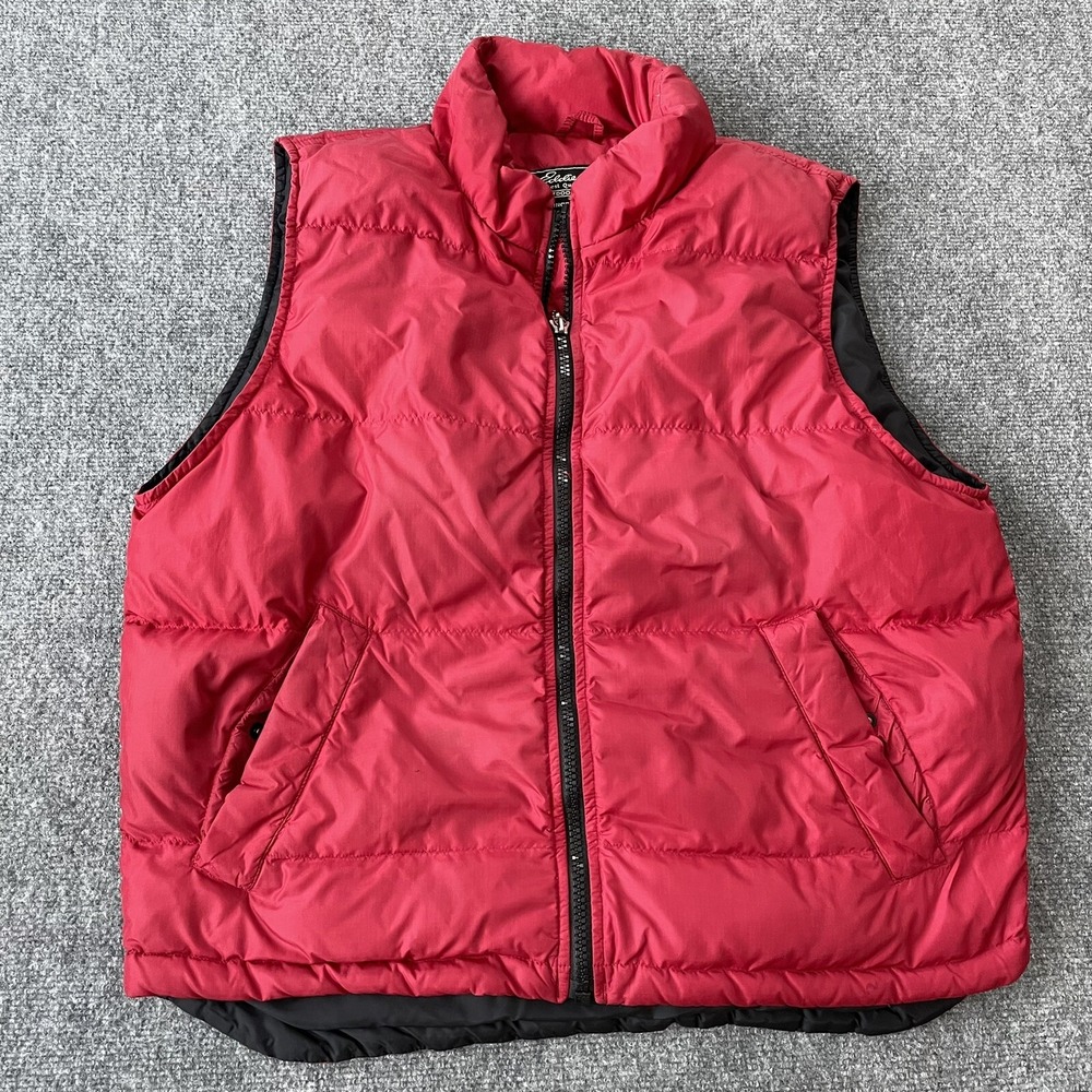 Eddie Bauer jacket Mens Medium Goose Down Puffer Vest Red Rip Stop Sleeveless